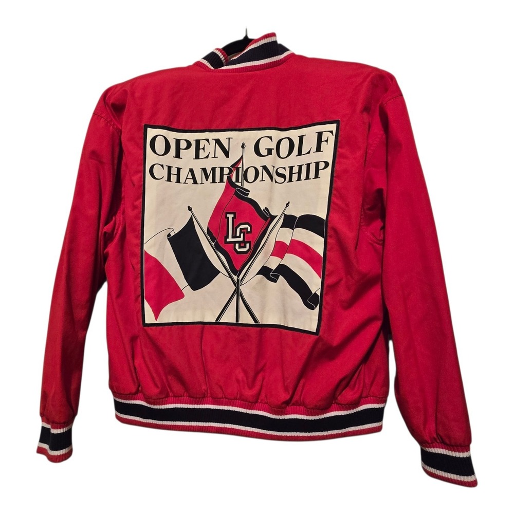 Vintage 90s Y2K Liz Sport Golf‎ Open Zip Up Bomber Jacket Women's LG Red Varsity